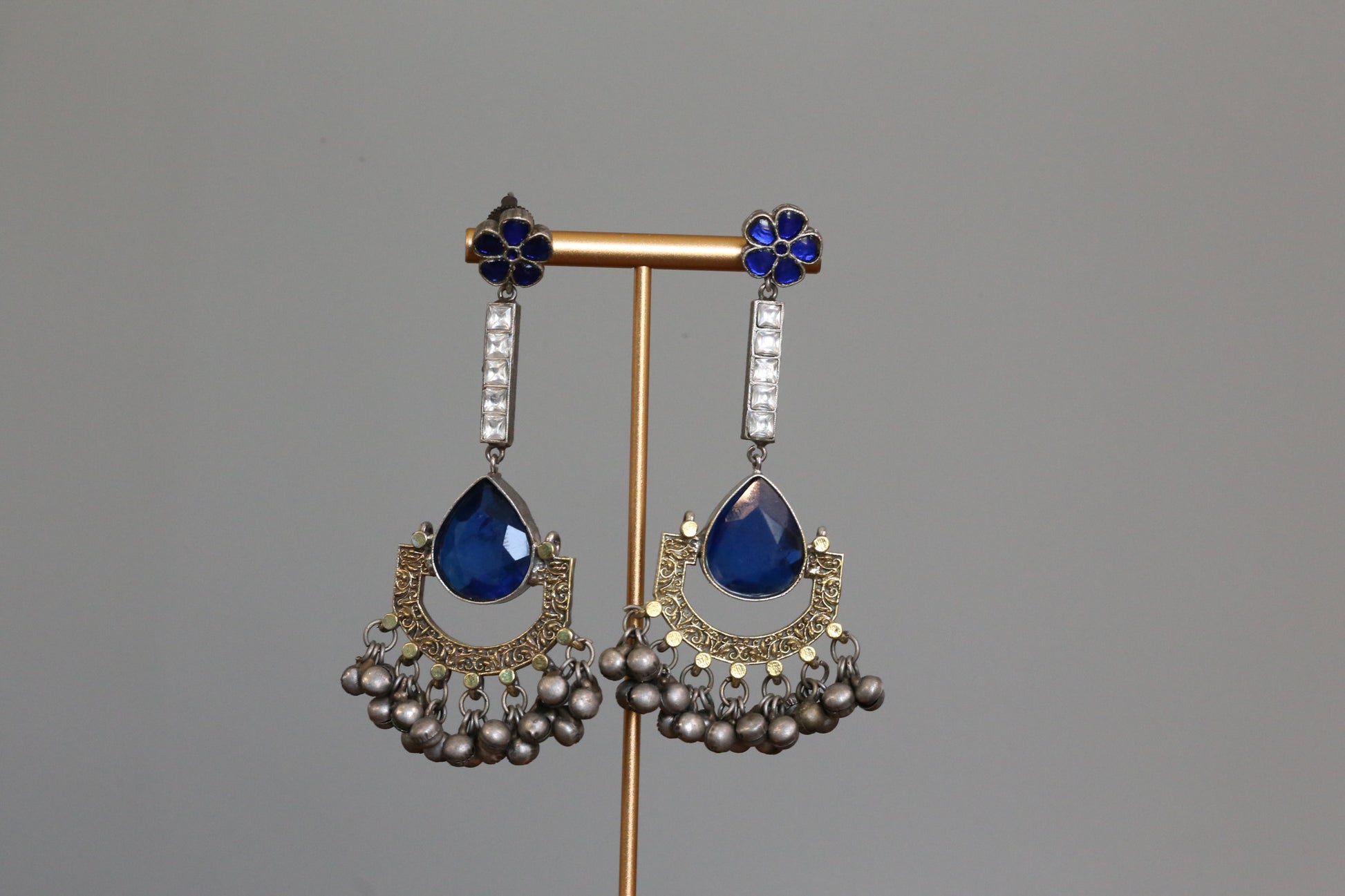 Blue Jadau Fusion Dual Tone Chandbaali - Colors