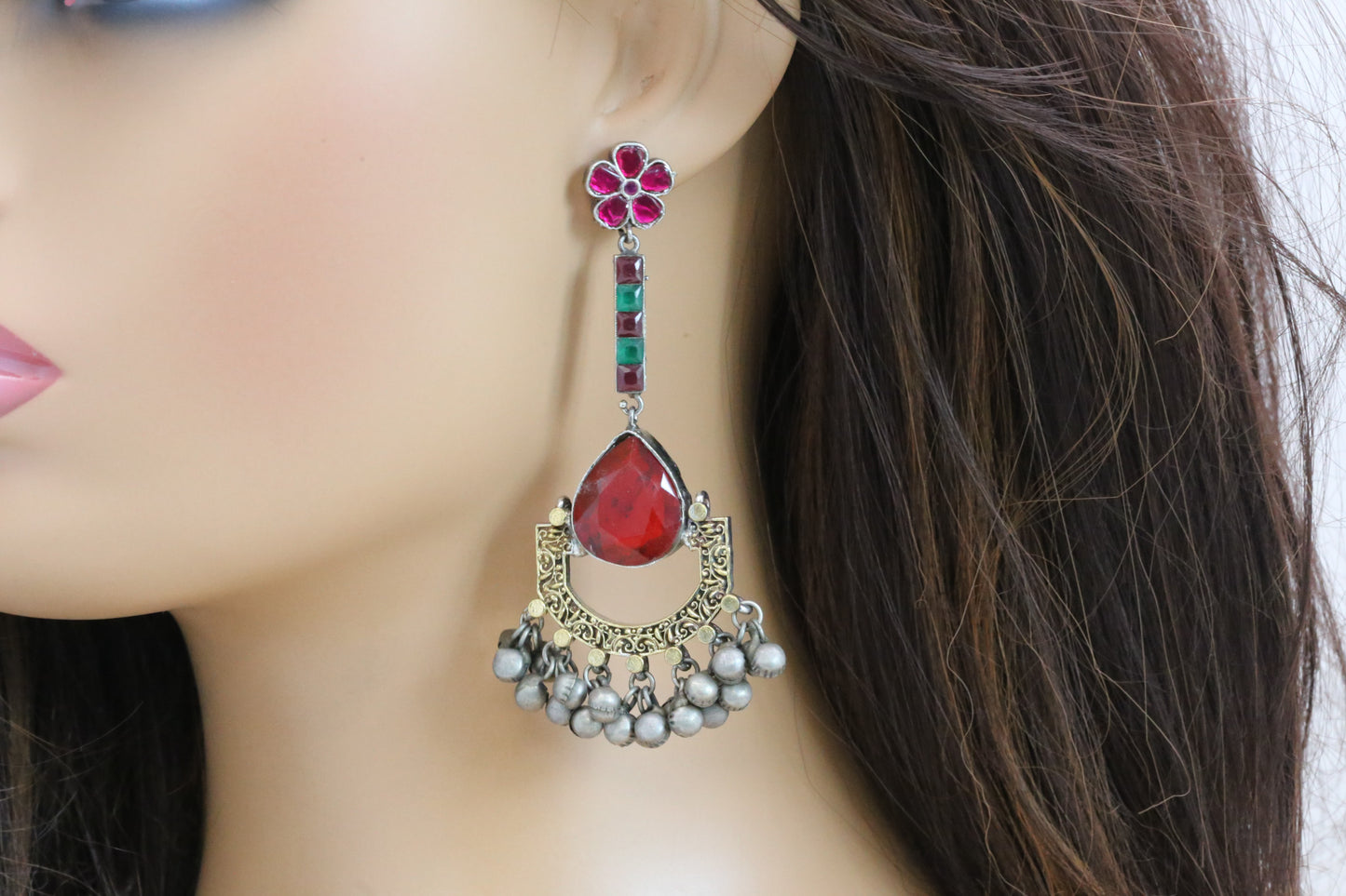 Jadau Fusion Dual Tone Chandbaali - Colors