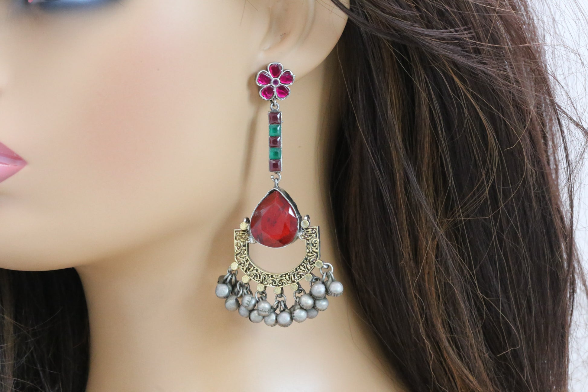 Jadau Fusion Dual Tone Chandbaali - Colors
