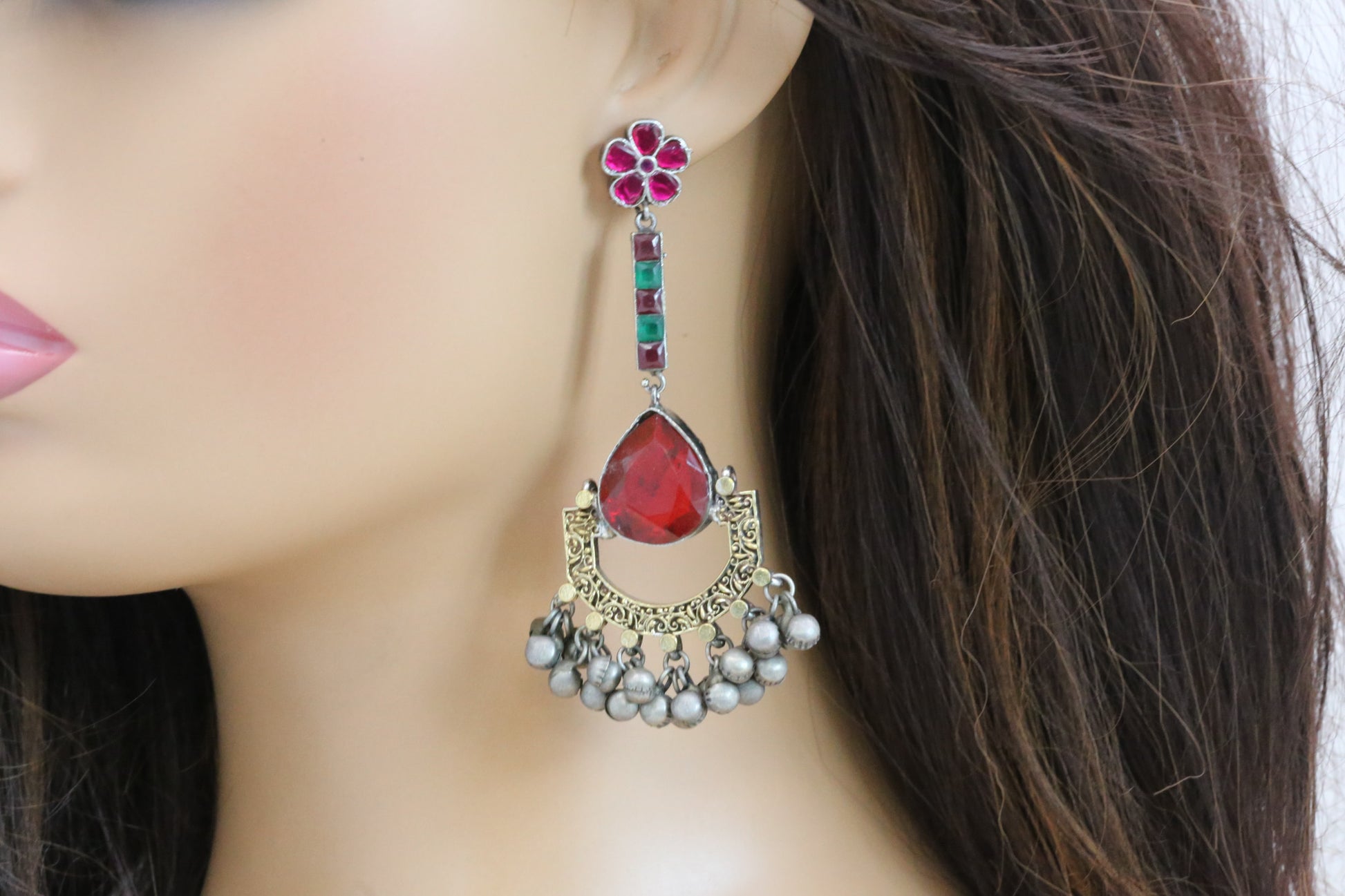Jadau Fusion Dual Tone Chandbaali - Colors