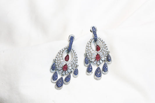 Rekha Micro CZ Earrings - Ruby Blue