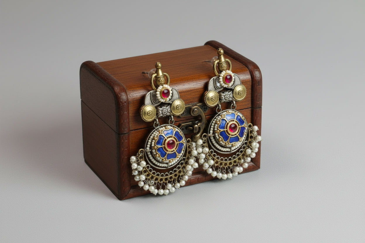 Aarna Dualtone Fusion Earrings - Blue