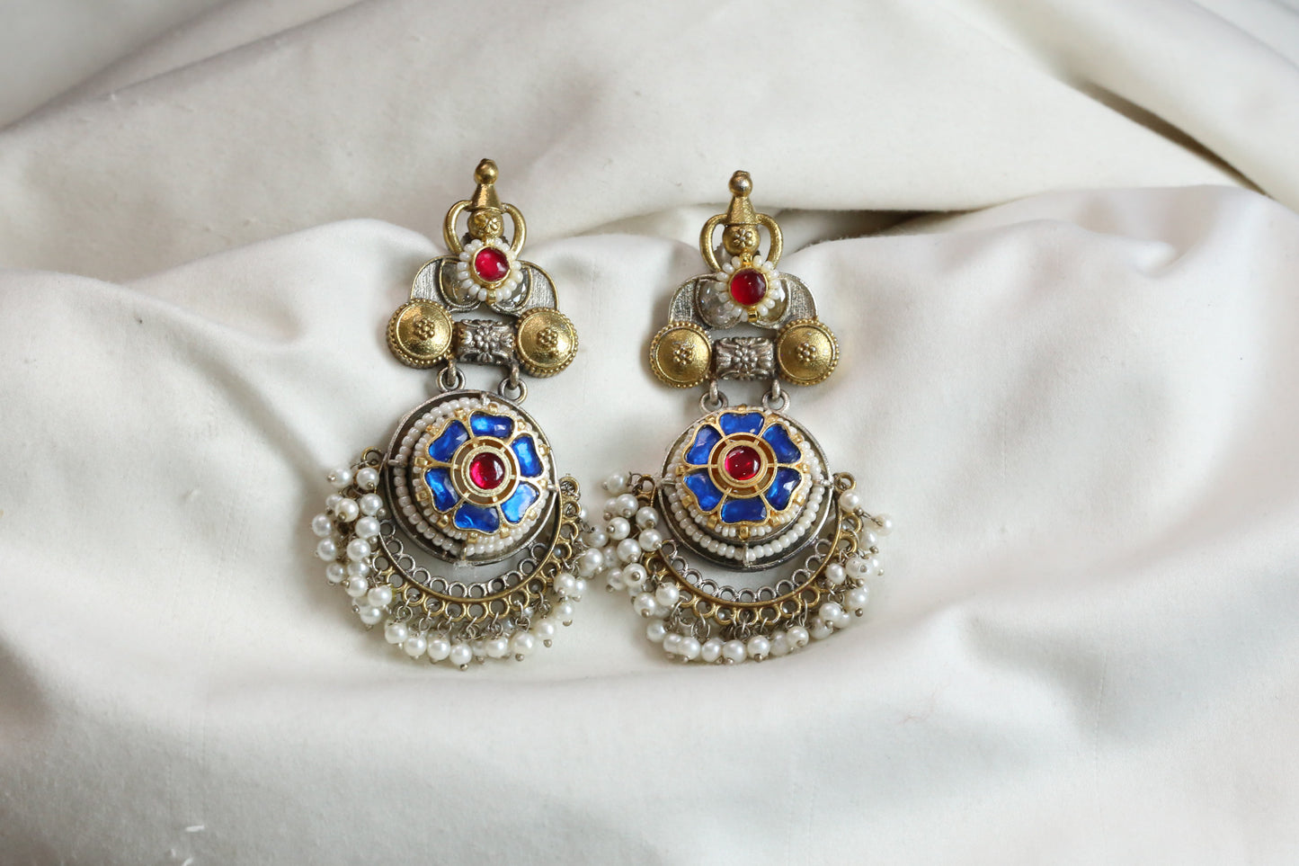 Aarna Dualtone Fusion Earrings - Blue