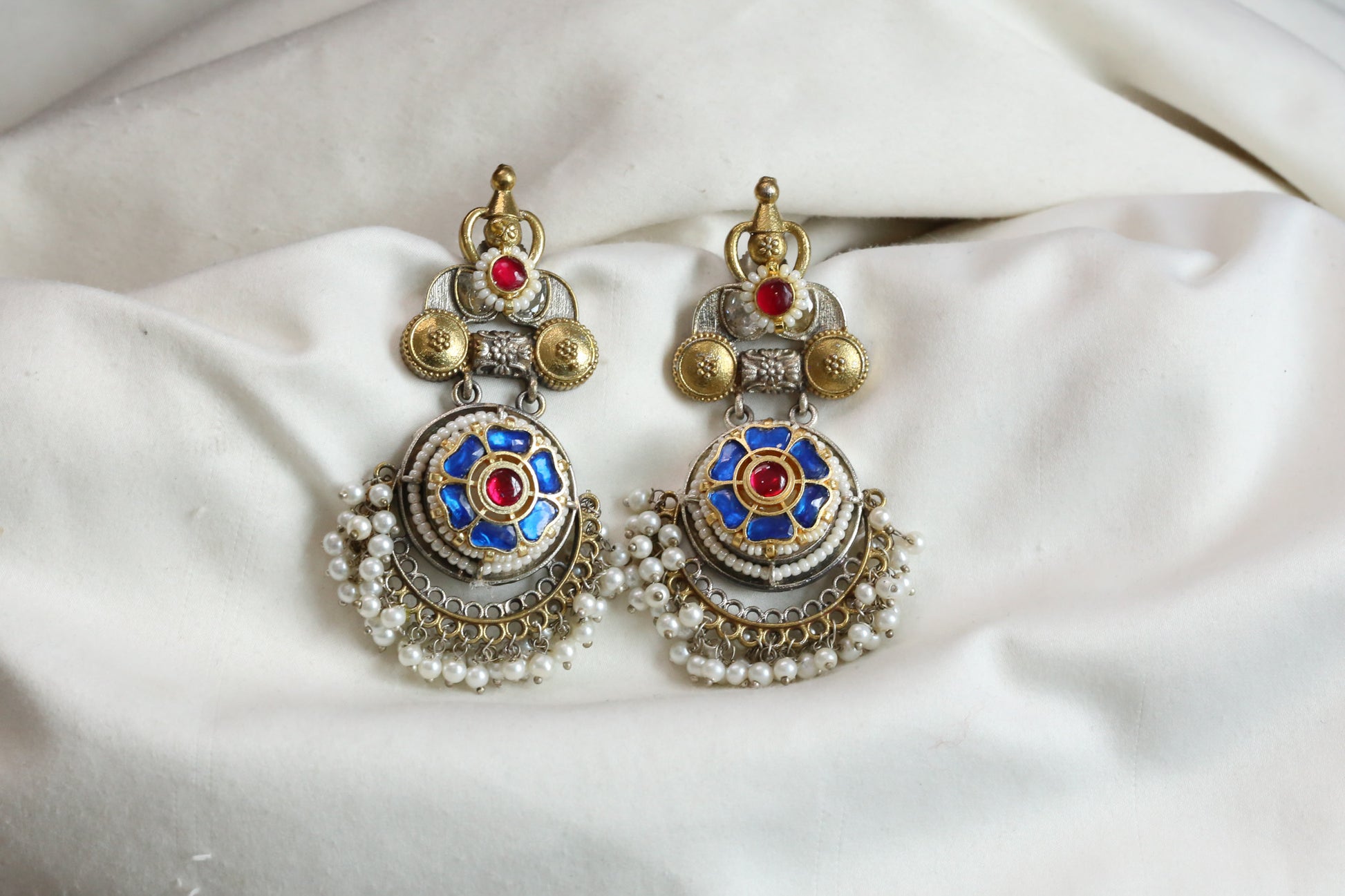 Aarna Dualtone Fusion Earrings - Blue