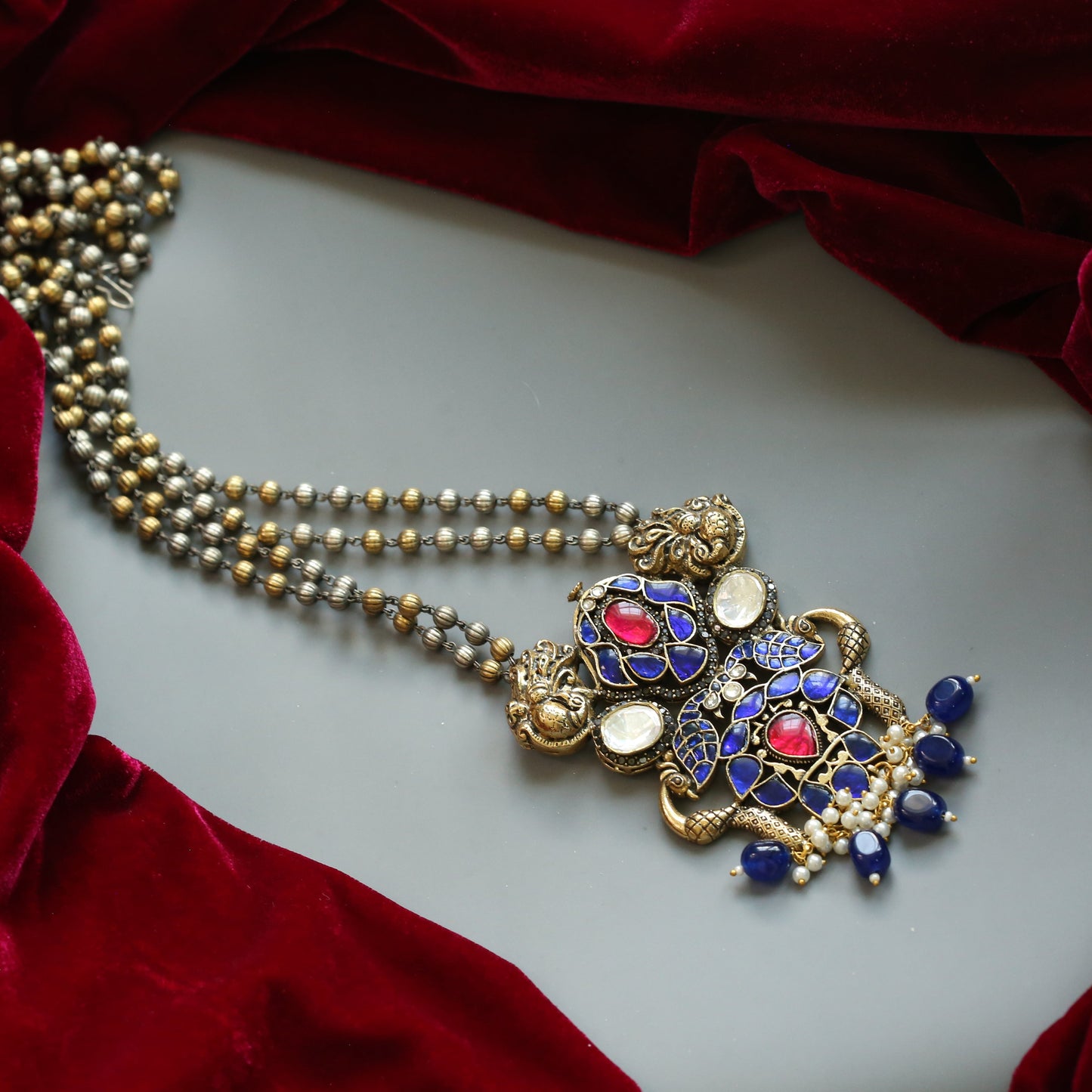 Neelu Fusion Jadau & Moissanite Pendant Necklace
