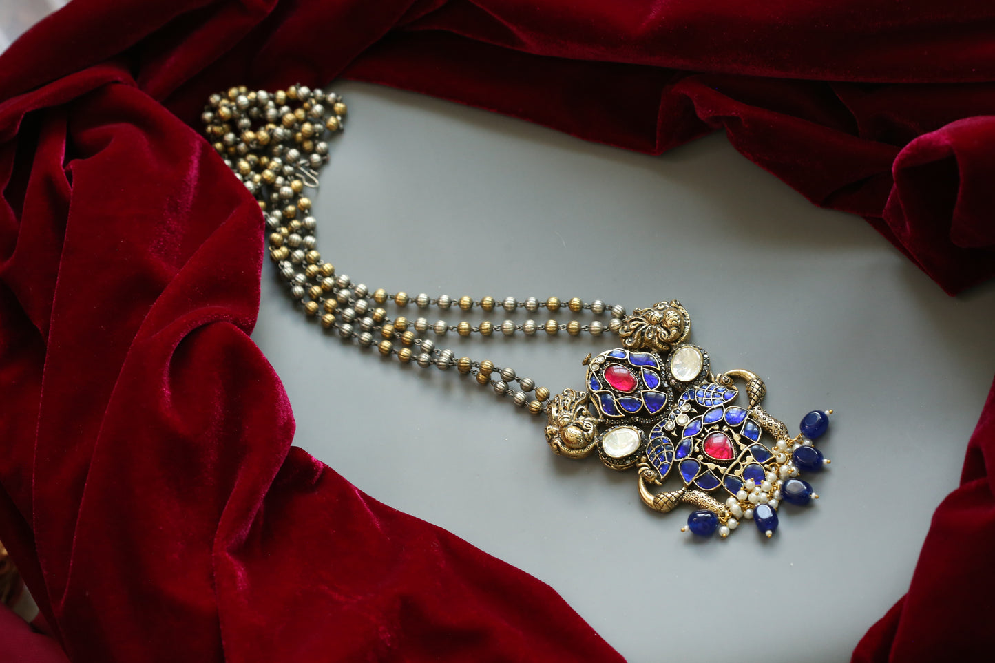 Neelu Fusion Jadau & Moissanite Pendant Necklace