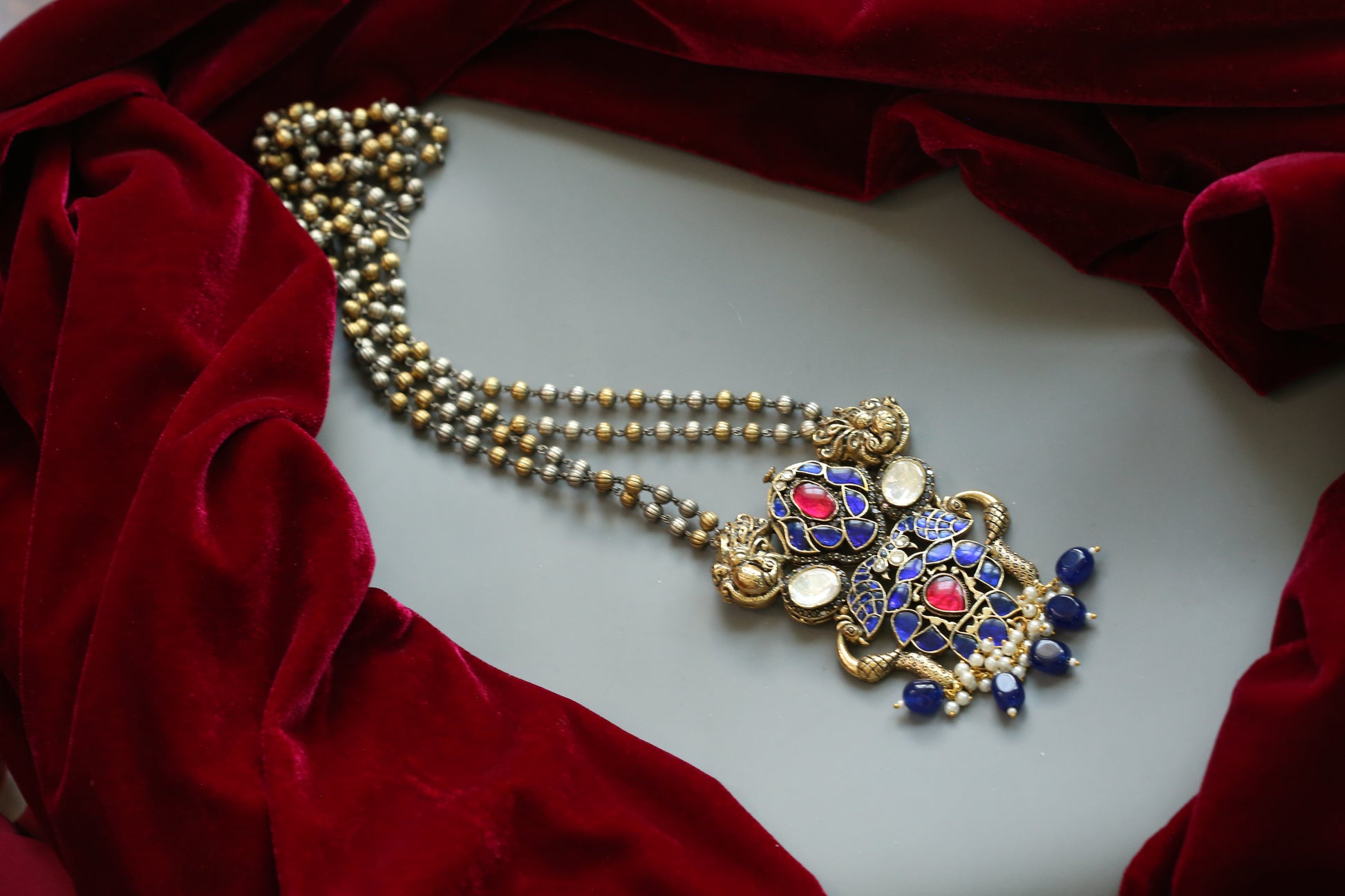 Neelu Fusion Jadau & Moissanite Pendant Necklace