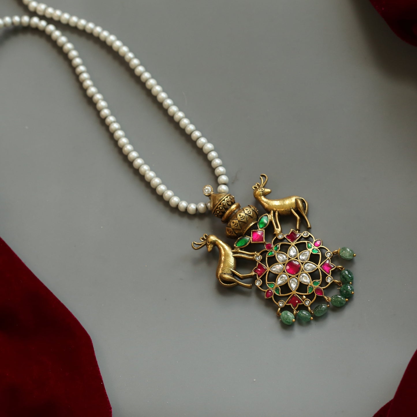 Nyra Fusion Jadau  Pendant Necklace