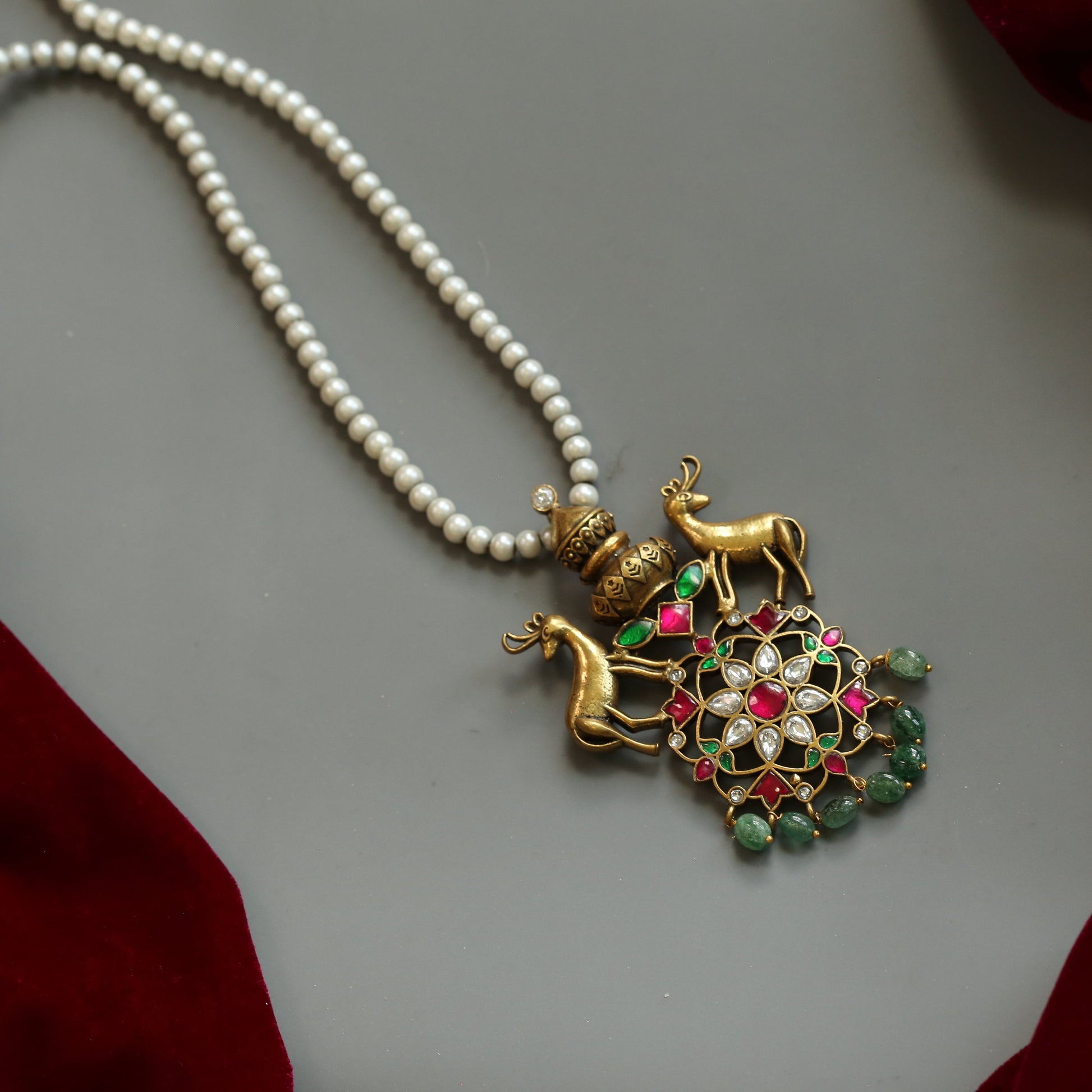 Nyra Fusion Jadau  Pendant Necklace