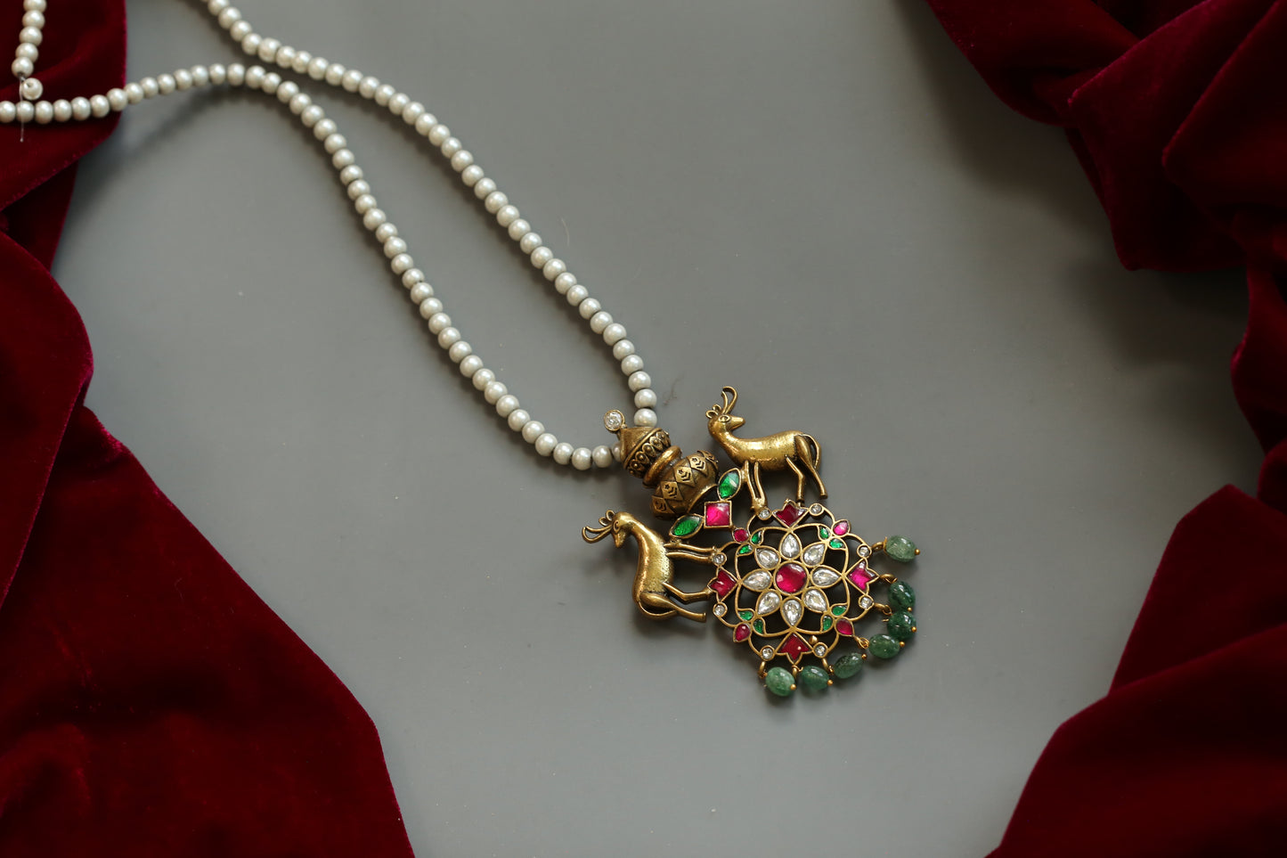 Nyra Fusion Jadau  Pendant Necklace
