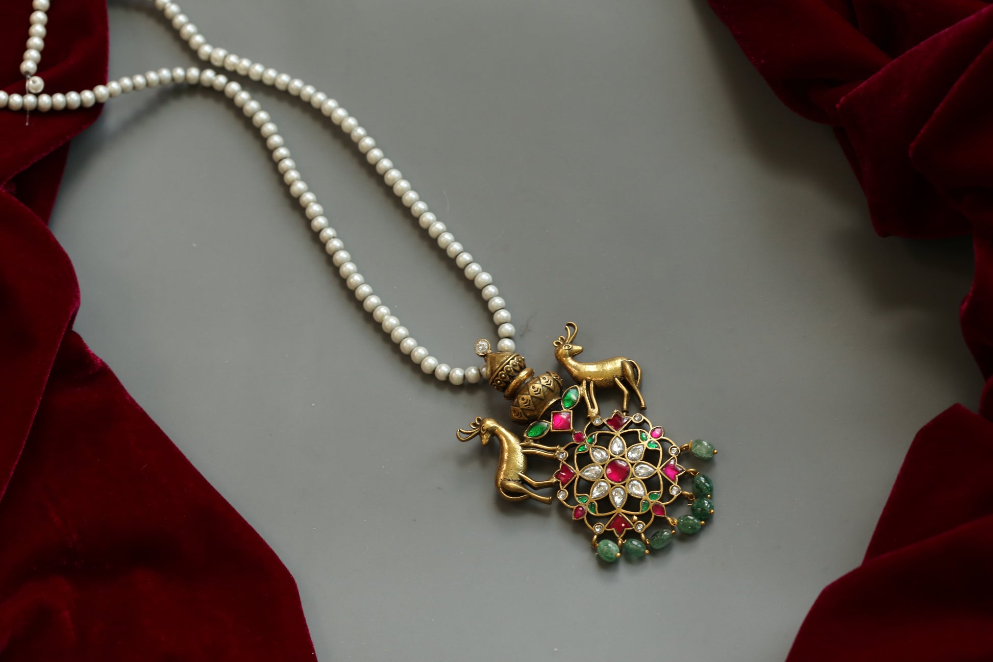 Nyra Fusion Jadau  Pendant Necklace