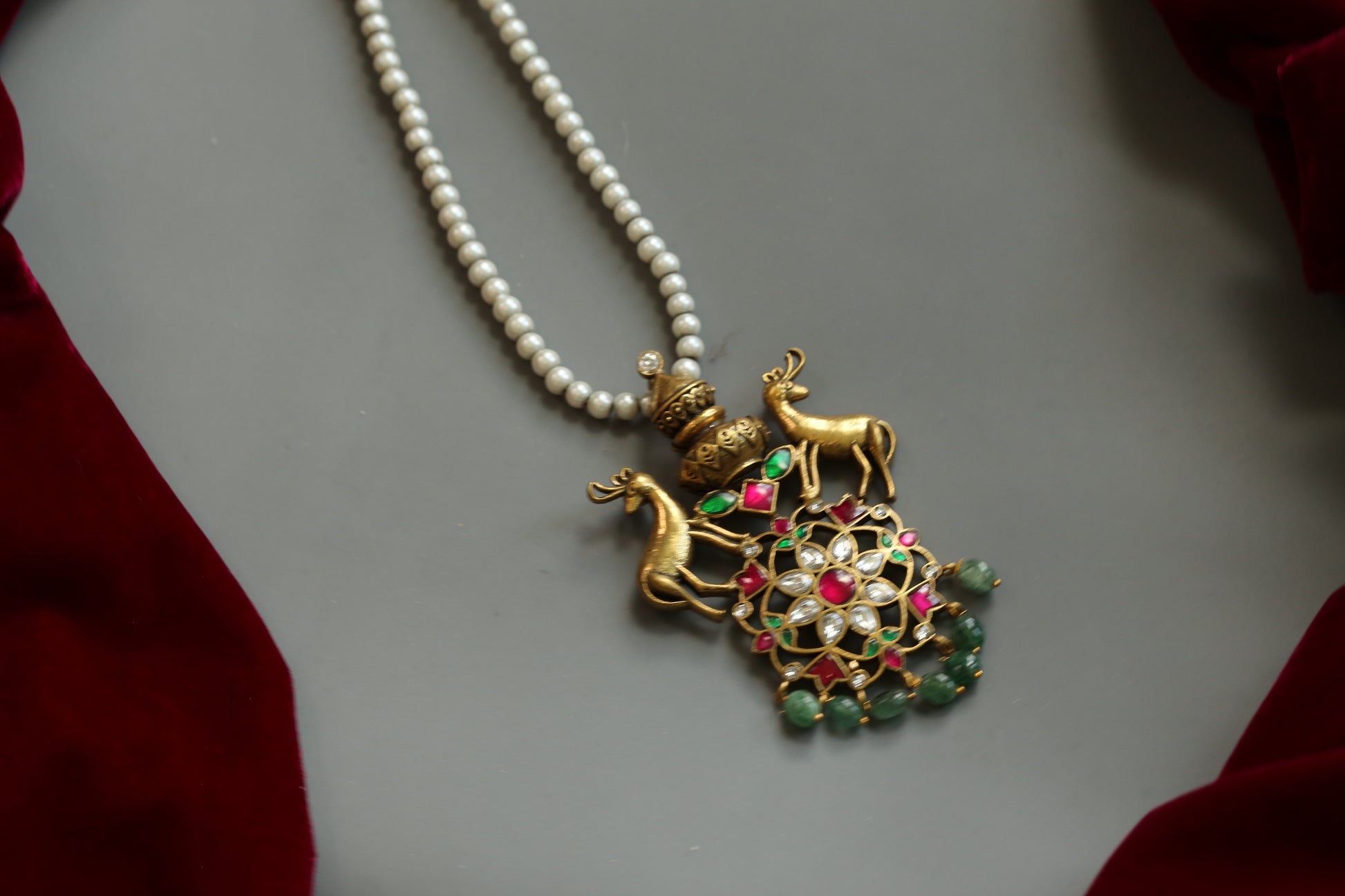 Nyra Fusion Jadau  Pendant Necklace
