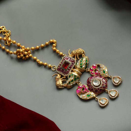 Aasma Fusion Jadau & Moissanite Pendant Necklace