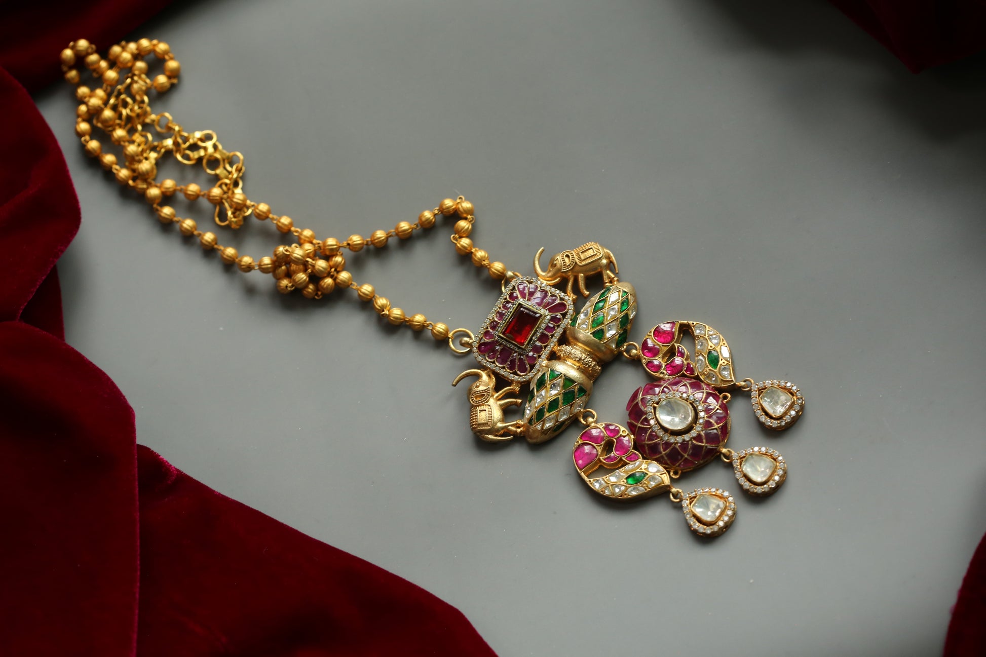 Aasma Fusion Jadau & Moissanite Pendant Necklace