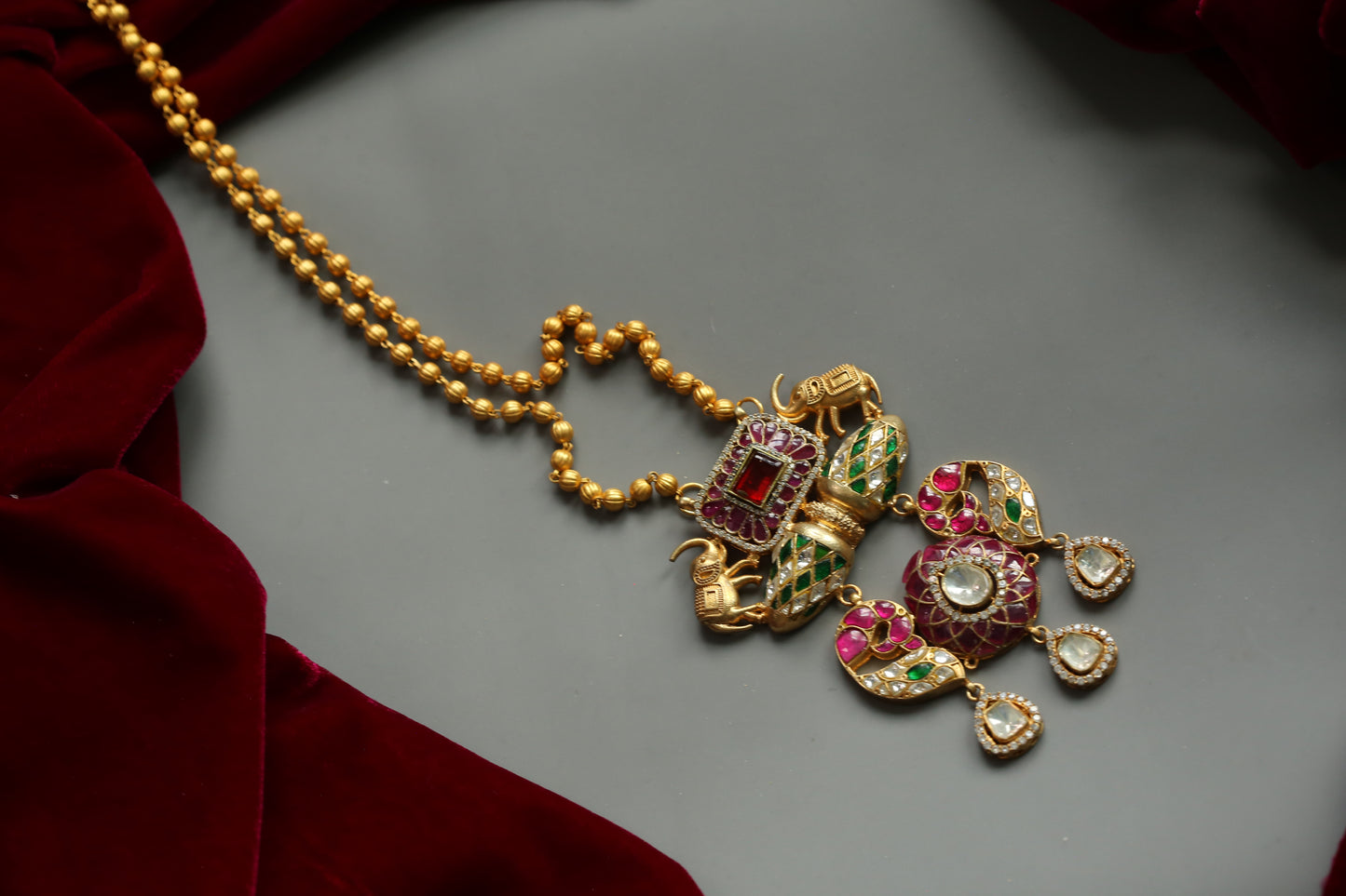 Aasma Fusion Jadau & Moissanite Pendant Necklace