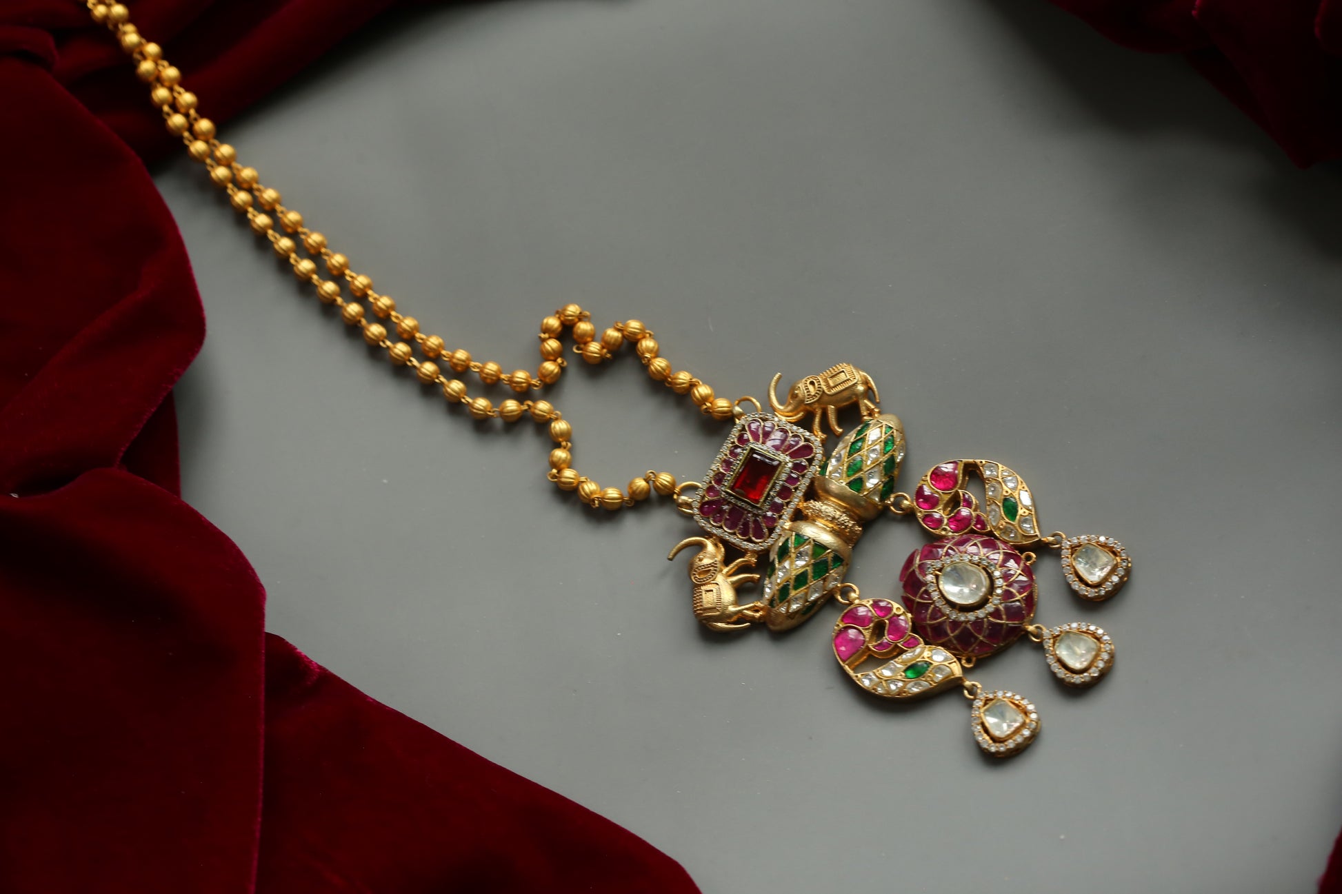 Aasma Fusion Jadau & Moissanite Pendant Necklace