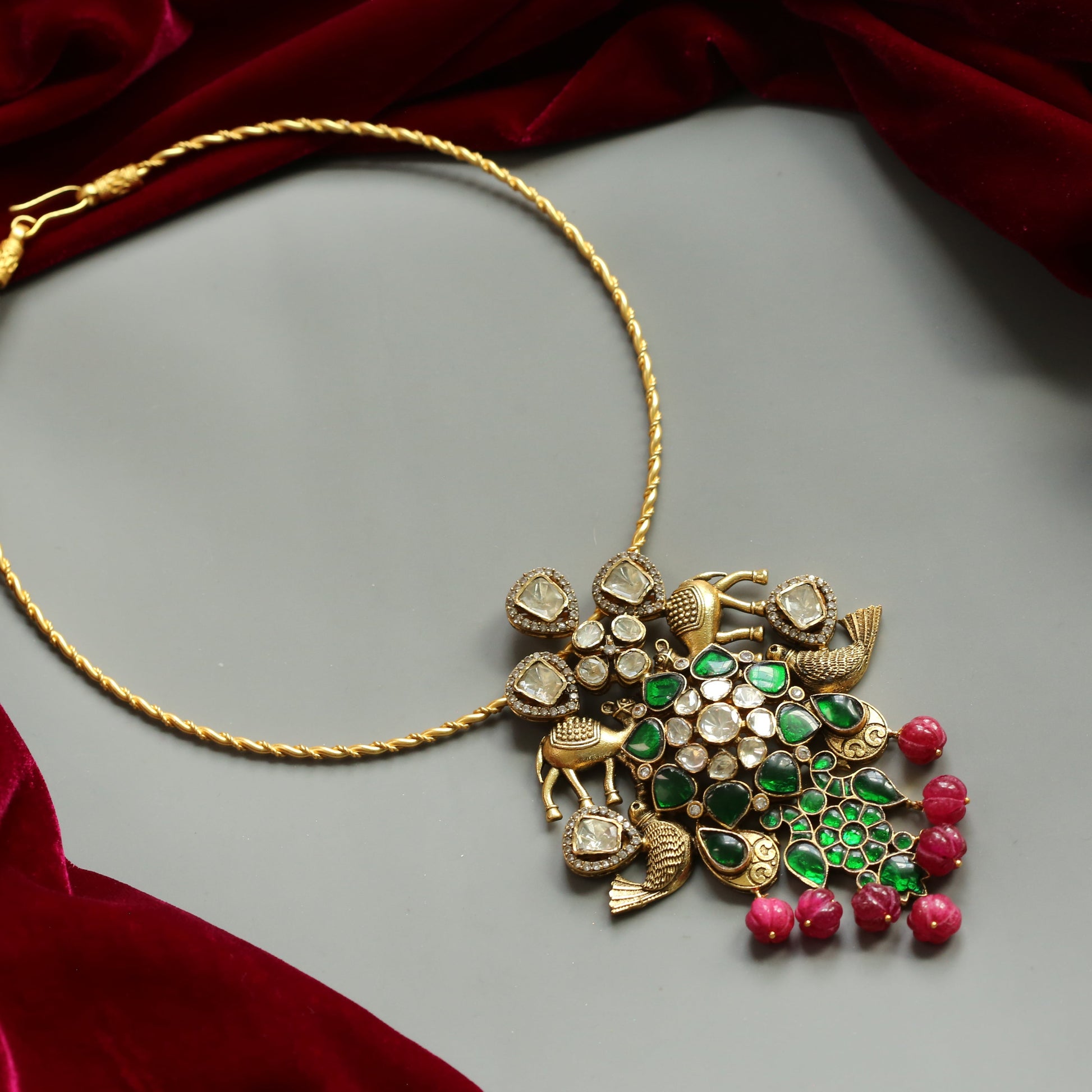 Nupur Fusion Jadau  Pendant Necklace (Removable Pendant)