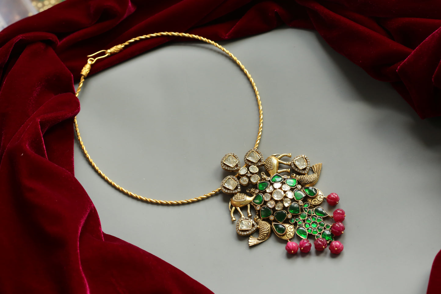 Nupur Fusion Jadau  Pendant Necklace (Removable Pendant)
