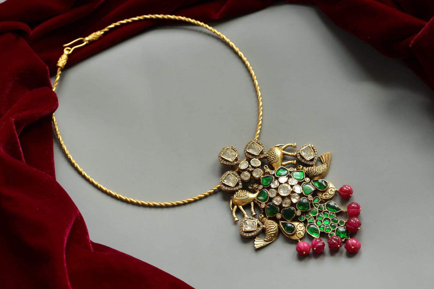 Nupur Fusion Jadau  Pendant Necklace (Removable Pendant)