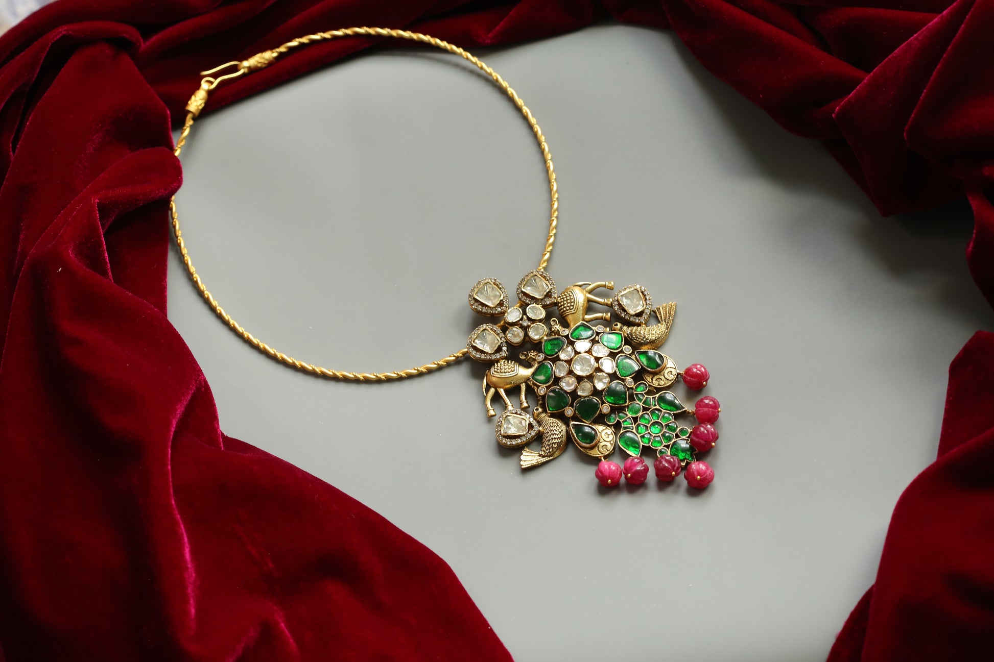 Nupur Fusion Jadau  Pendant Necklace (Removable Pendant)