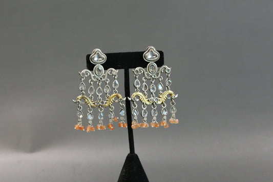 Dhaani Dualtone Pasa Earrings -Clear