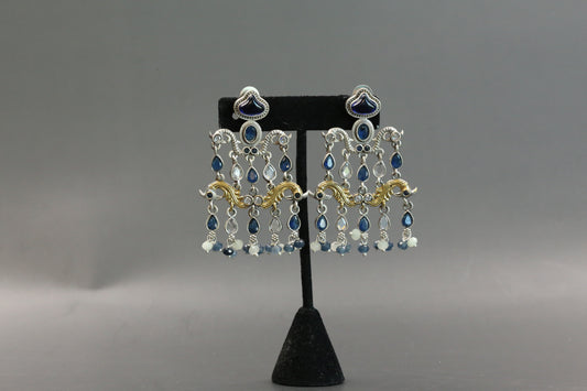 Dhaani Dualtone Pasa Earrings - Blue Clear