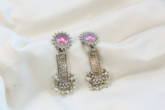 Meenakari Dualtone Chandbaali -Purple
