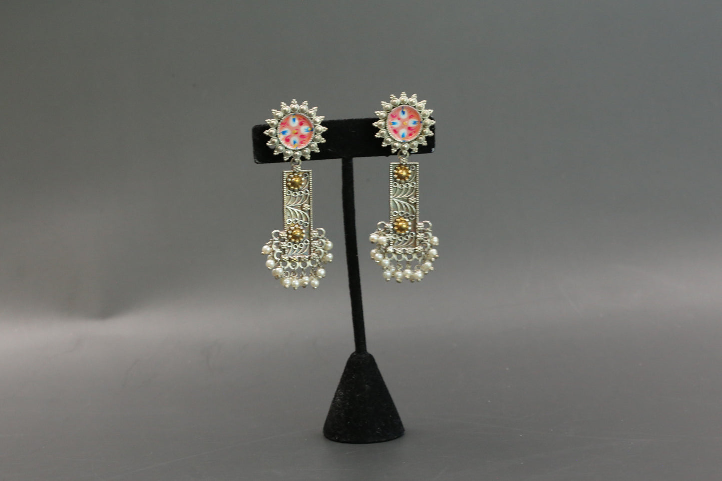 Meenakari Dualtone Chandbaali - Peach