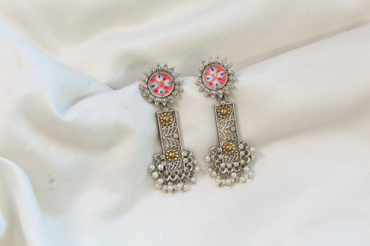 Meenakari Dualtone Chandbaali - Peach