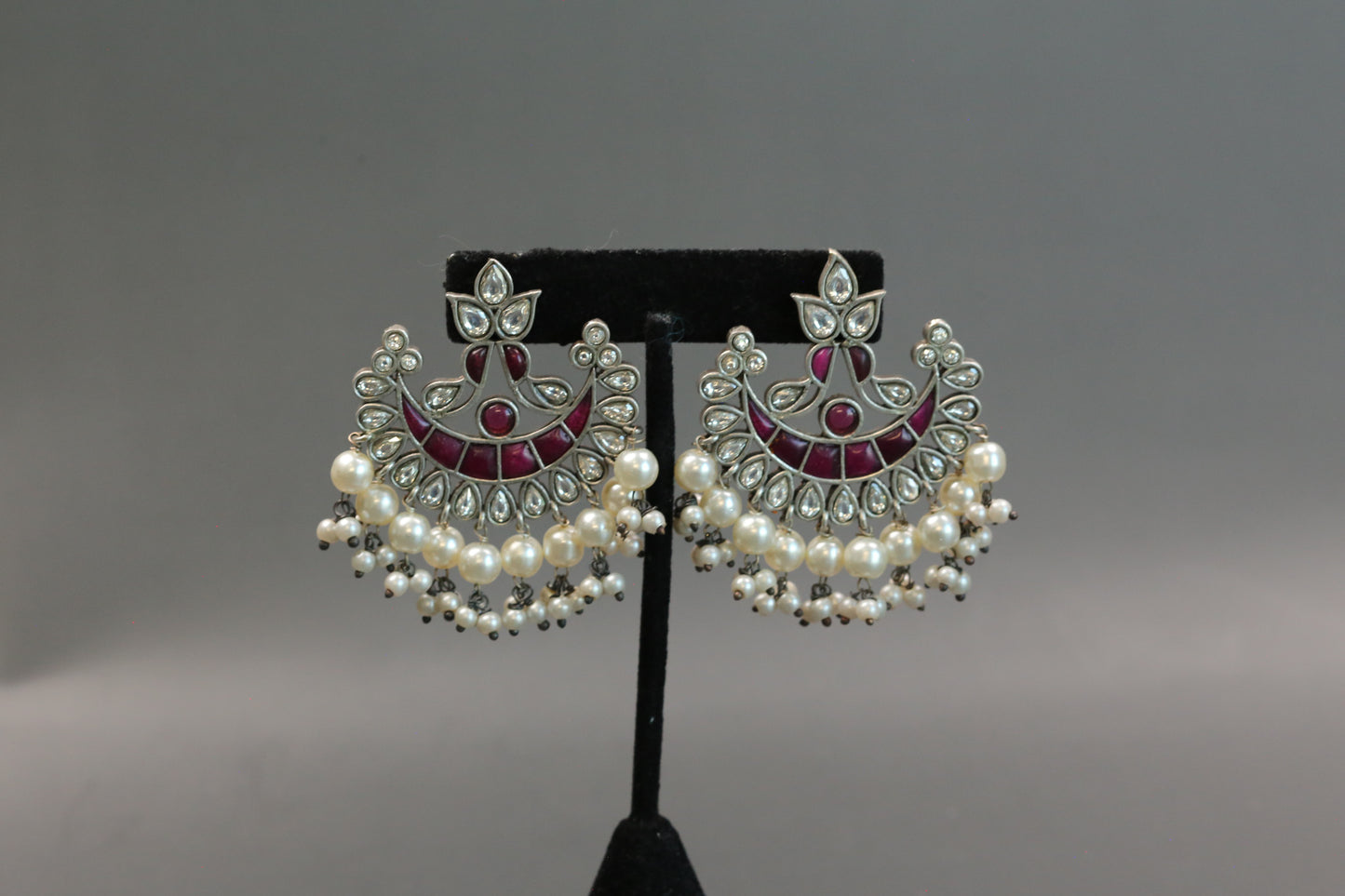Ruby Clear Kundan Chandbaali
