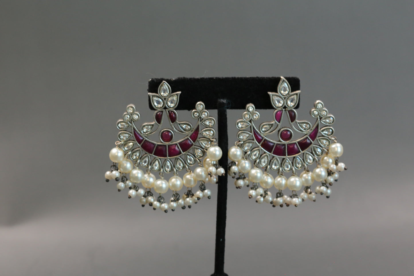 Ruby Clear Kundan Chandbaali