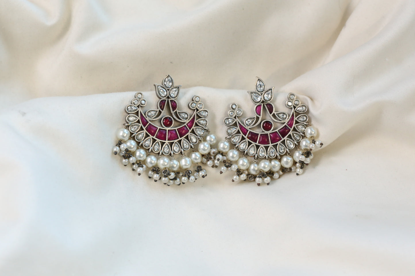 Ruby Clear Kundan Chandbaali