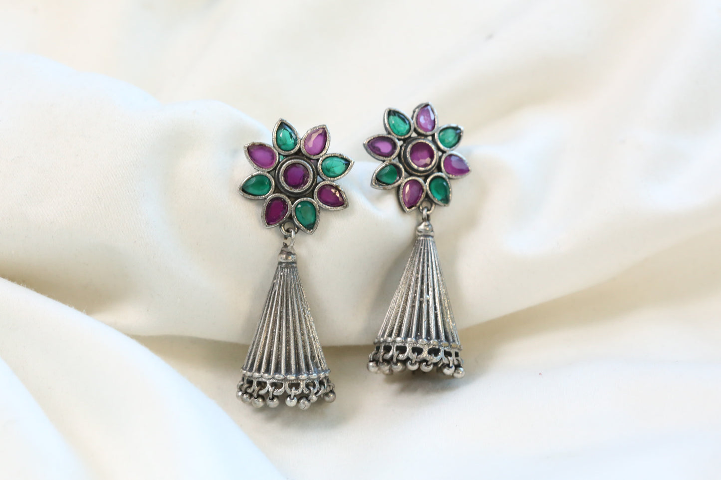 Sitara Silver Tone Jhumka