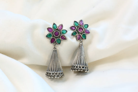 Sitara Silver Tone Jhumka