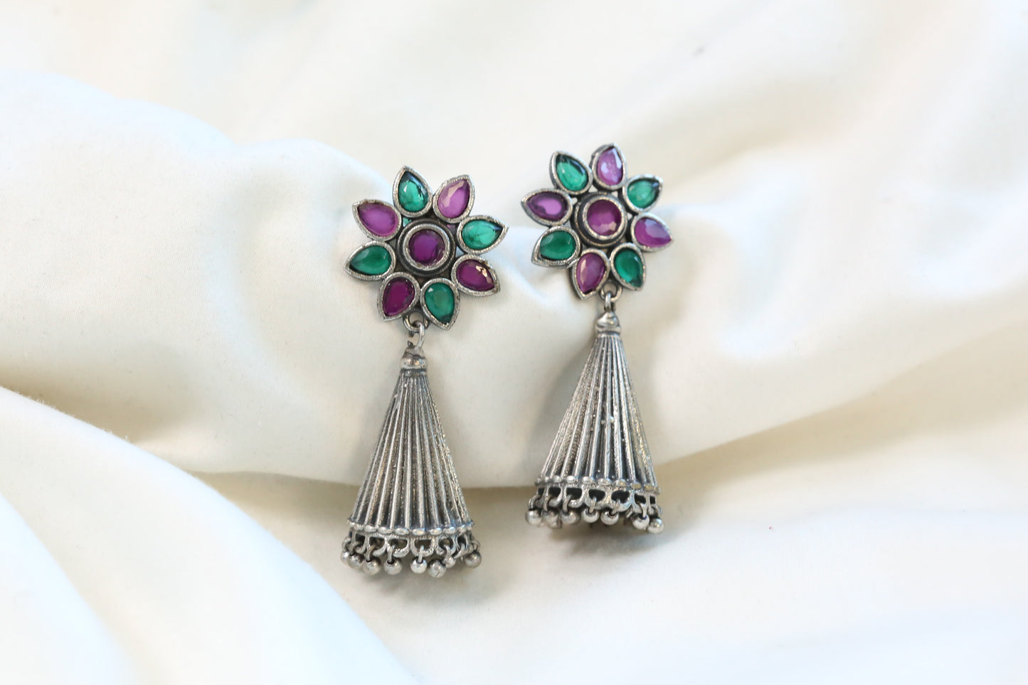 Sitara Silver Tone Jhumka