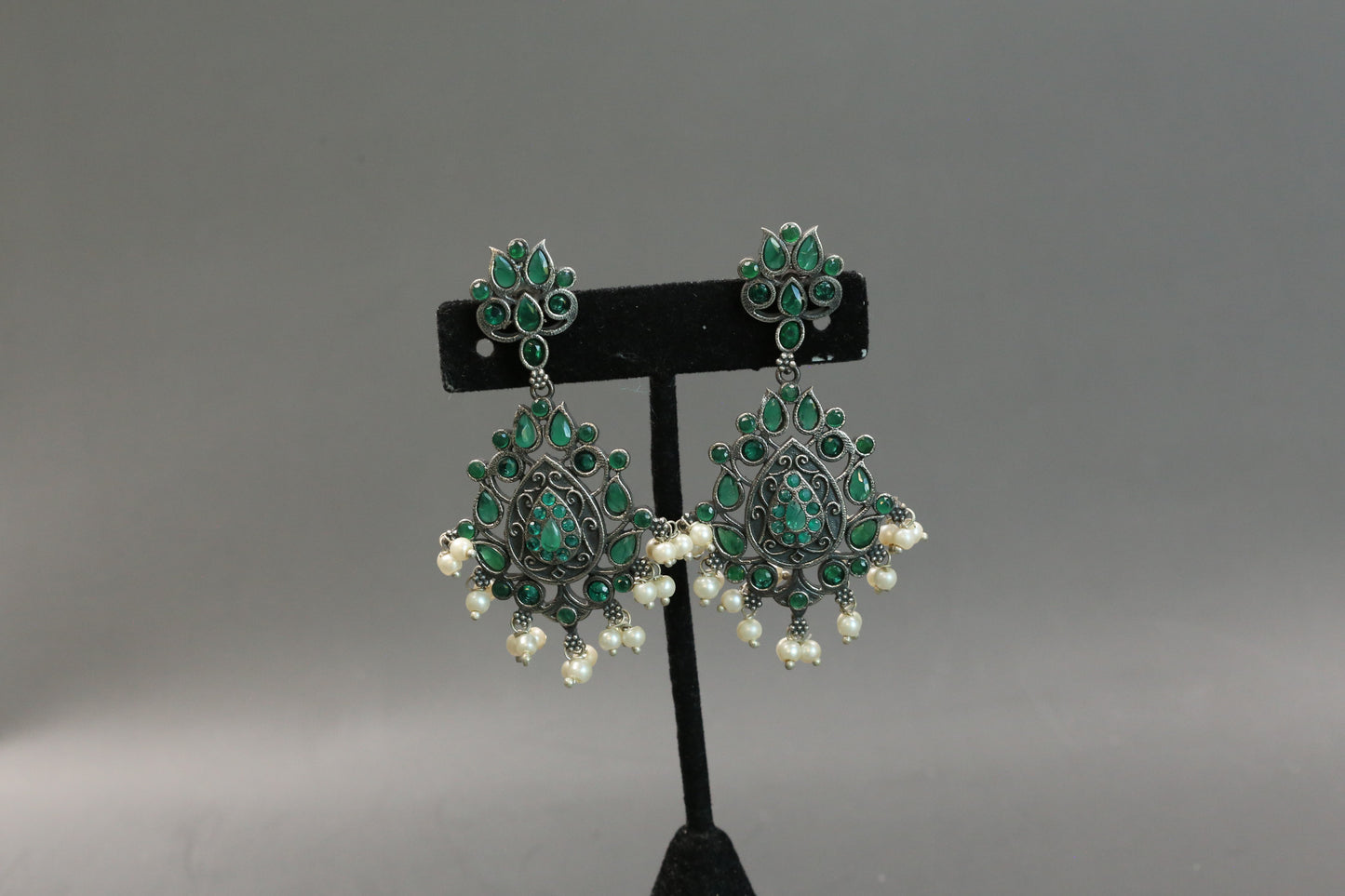 Chandini Oxidized CZ Earrings - Style 1