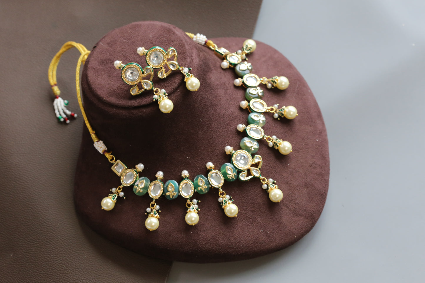 Shama Jadau Choker Necklace Set - Aventurine