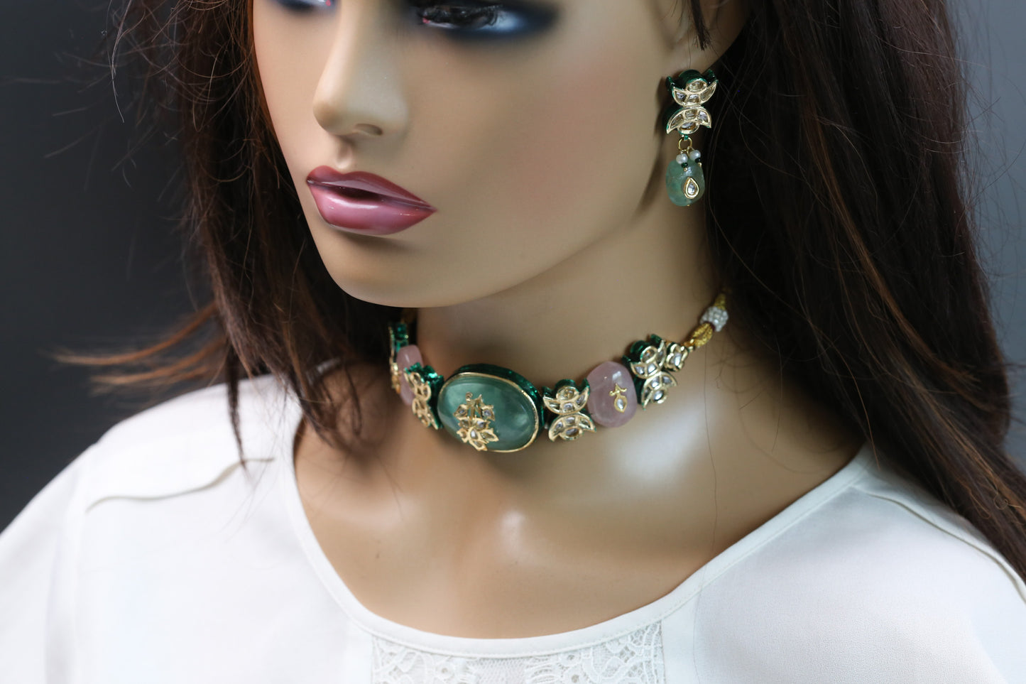 Chandrika Jadau Choker Necklace Set - Style 3