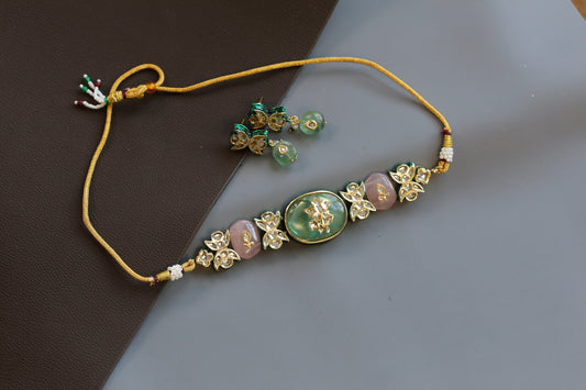 Chandrika Jadau Choker Necklace Set - Style 3