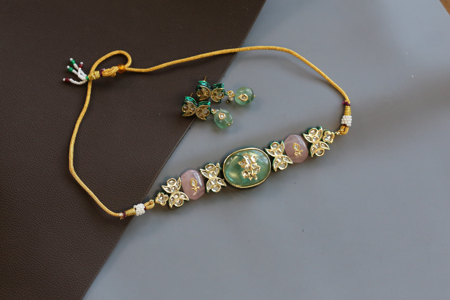 Chandrika Jadau Choker Necklace Set - Style 3