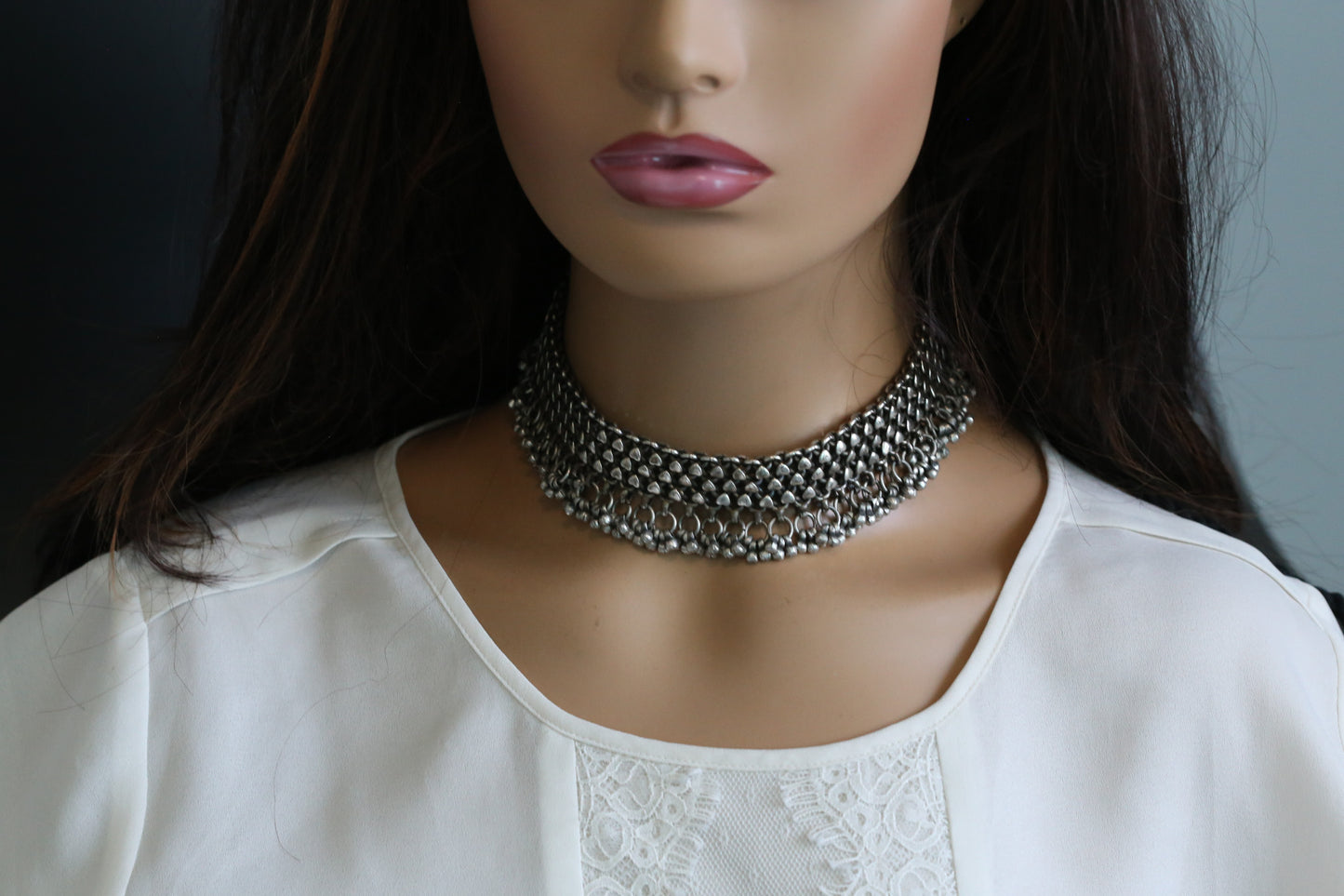 Oxidized Silver Looks Choker