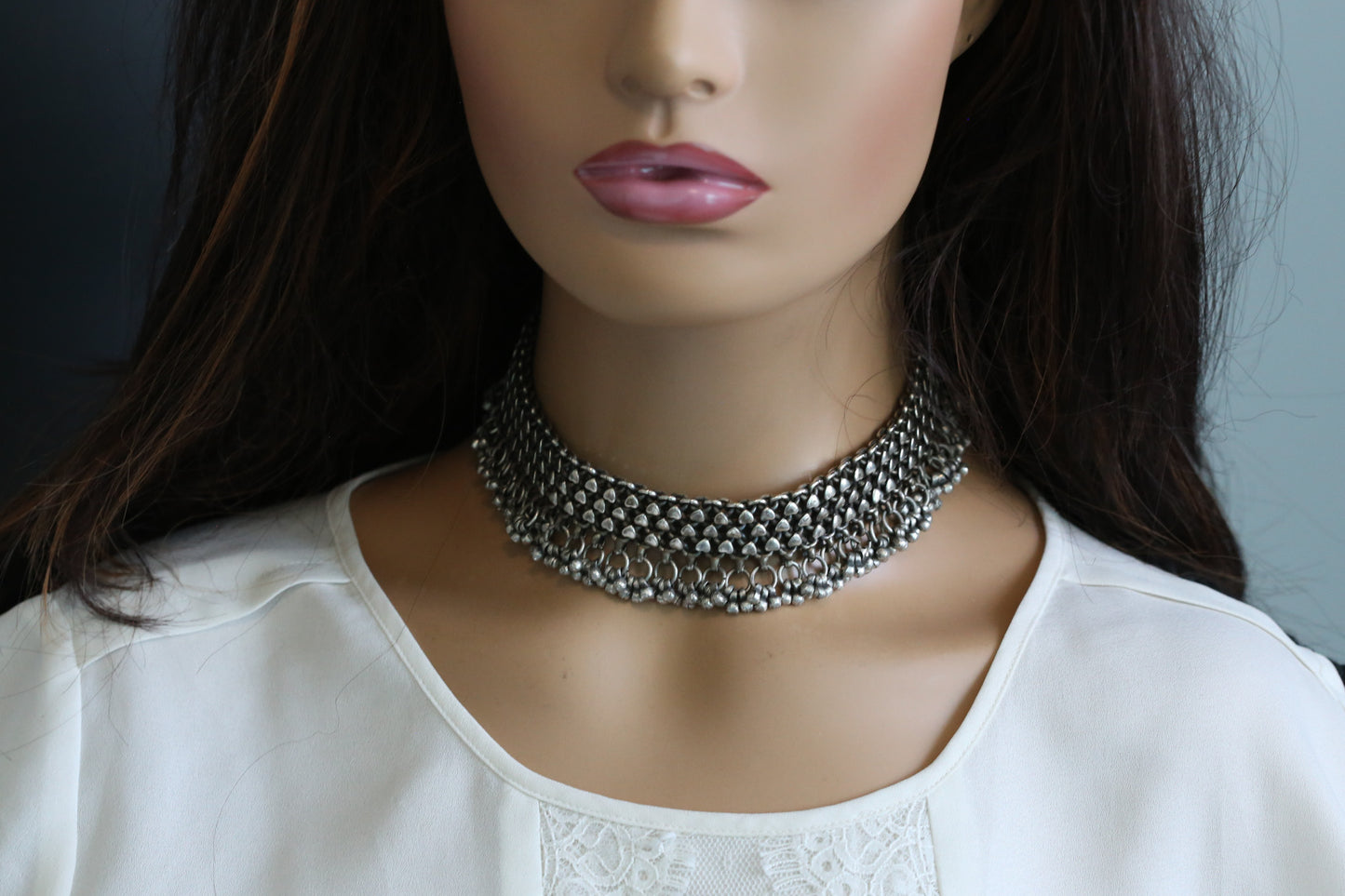 Oxidized Silver Looks Choker