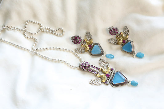 Dhara Dual Tone Doublet Set- Blue