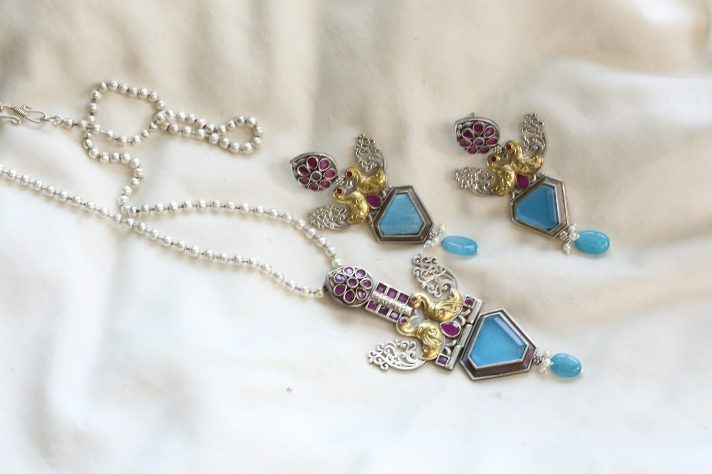 Dhara Dual Tone Doublet Set- Blue