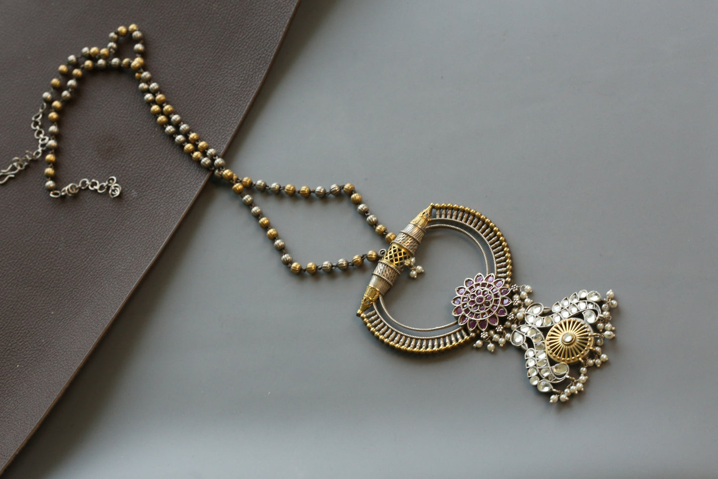 Dual Tone Long Chain Necklace
