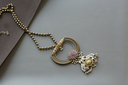 Dual Tone Long Chain Necklace