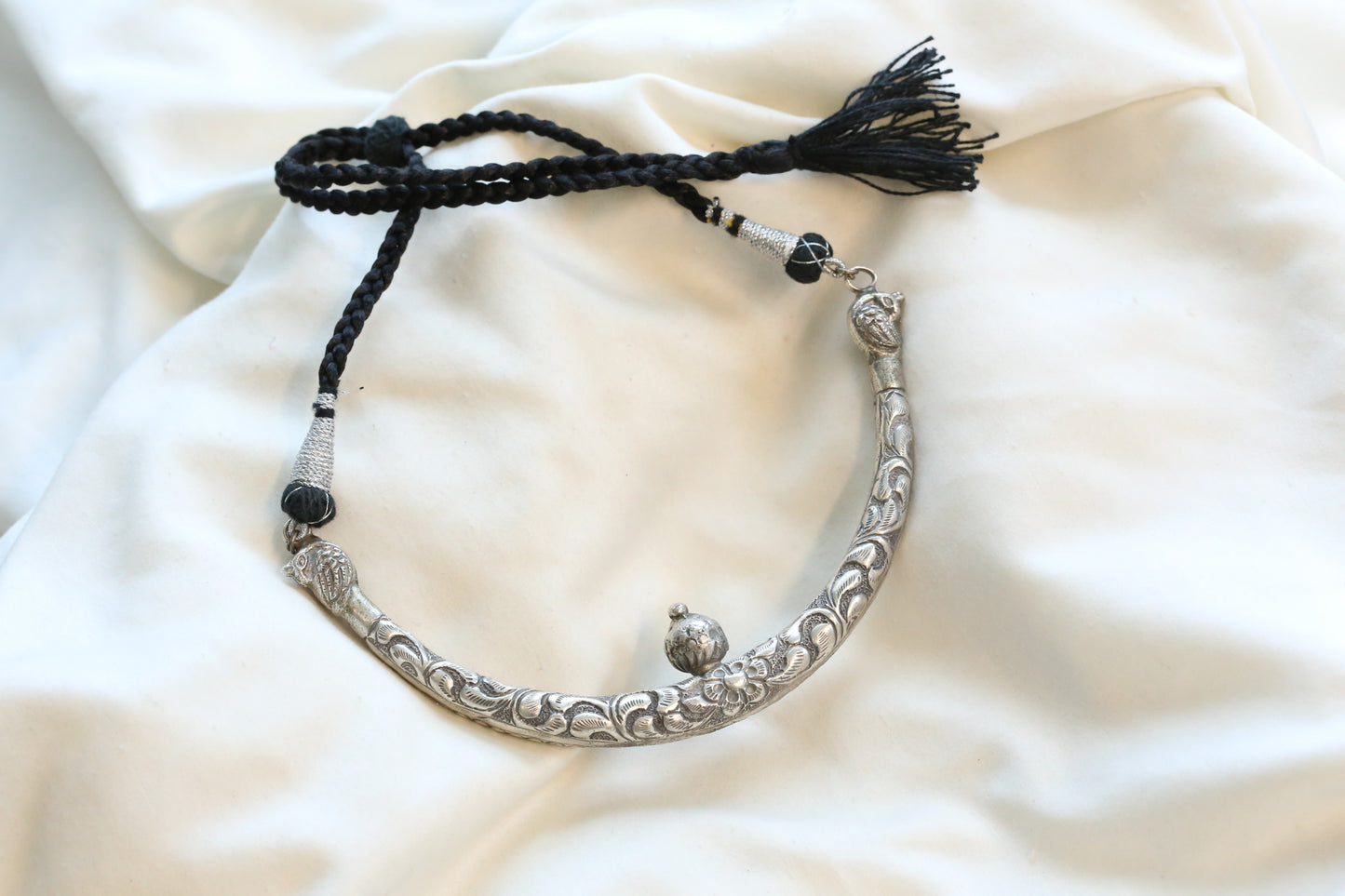 Silver Look Oxidized Hasli Necklace