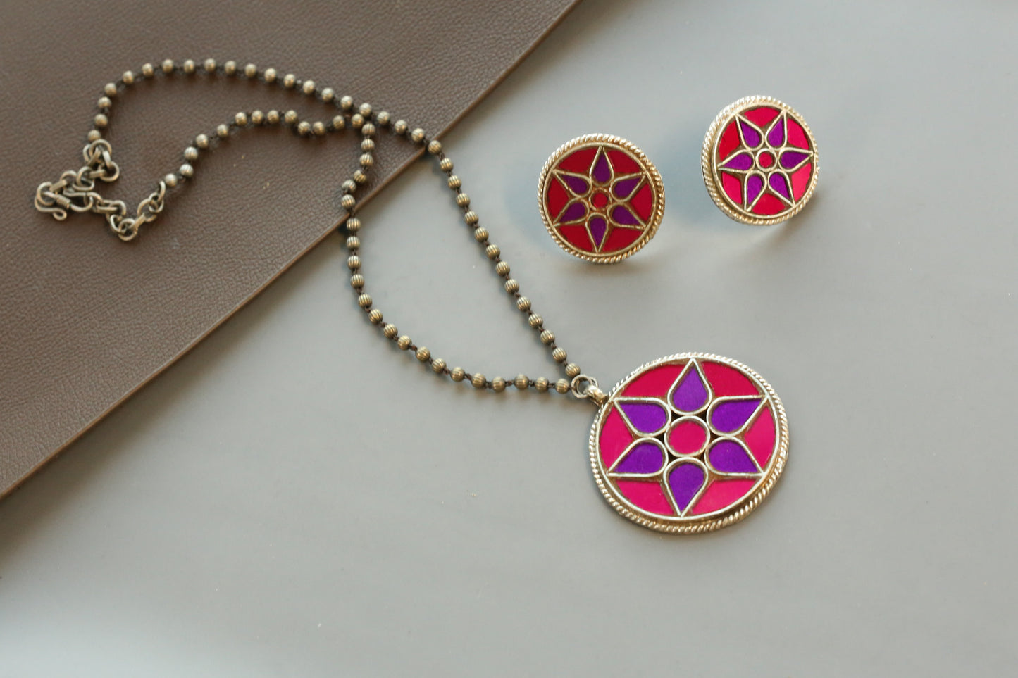 Mandala Real Glass Pendant Set