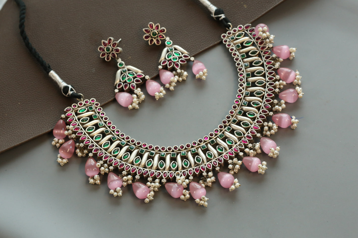 Multi Kemp Silver Look Oxidized  Necklace Set