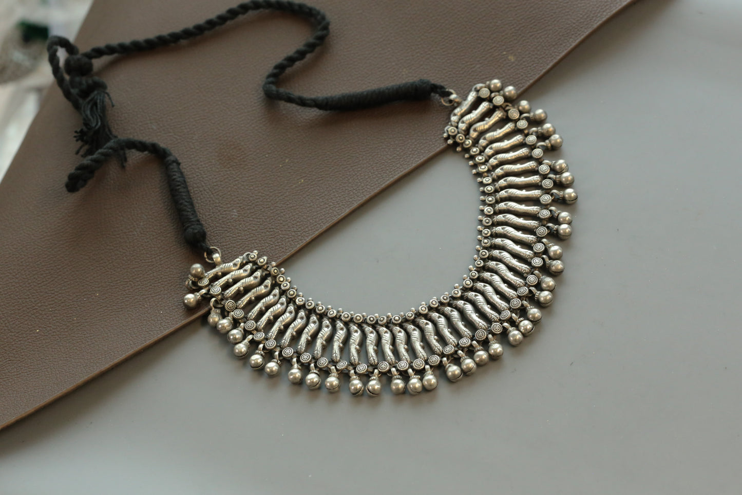 Anubha Silver Look Oxidized  Necklace